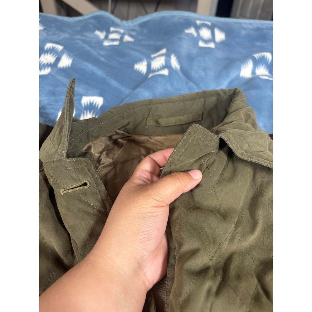 Paul Stuart Italy Olive Green Quilted Barn Coat Jacket Women Size Large L - Picture 3 of 9